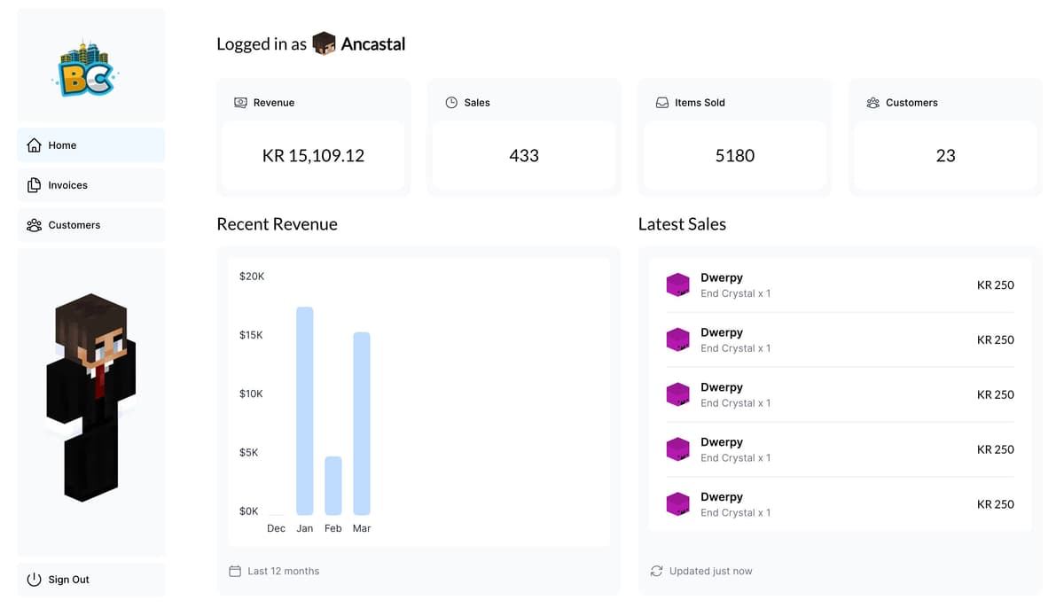 Minecraft Economy Dashboard